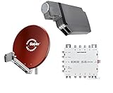 kathrein uas 584 quattro-lnb multifeed-tauglich für multischalter Set beinhaltet HD Sat Anlage von Kathrein für 8 Anschlüsse mit Kathrein CAS 80 (75cm) in rot + Quattro LNB & EXR 58/ECO - Für HDTV 1080p, 3D, Ultra HD 4K