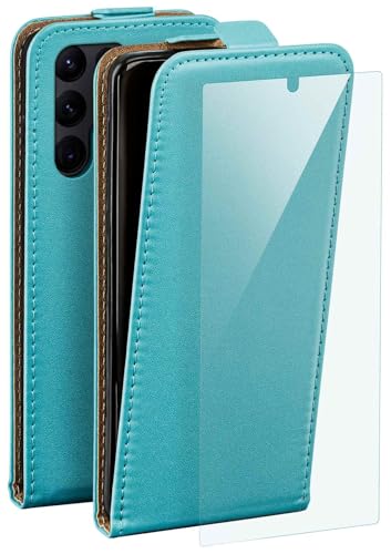 Étui pour Samsung S22 Ultra moex turquoise en cuir avec film