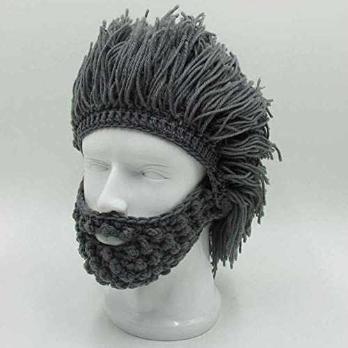 Gorro tejido con barba Viking estilo Bárbaro para invierno miniatura 4