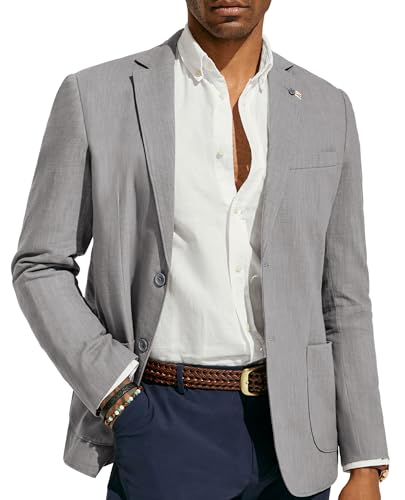 Image of PJ PAUL JONES Mens Casual Blazer Lightweight Linen Sport Coat 2 Button Unlined Suit Jackets
