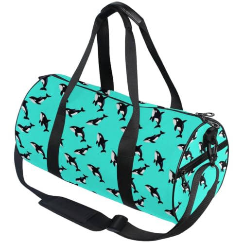 Bolsa de lona redonda de ballena orca para tus escapadas de fin de semana y el gimnasio