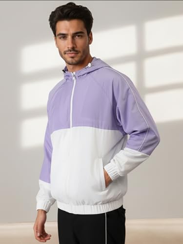 Image of CHKOKKO Sunscreen Jacket for Men Windcheater Hooded Zipper Sports Jacket | UV Protection | Sun Protective | Lightweight Water Resistant | Riding Biker | Outdoor Travel Gym Running