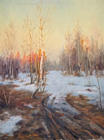 Poster Stanislav Zhukovsky Coucher de soleil d'hiver 58 x 90 cm pour déco