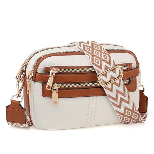 Image of TANTOMI Crossbody Bags for Women, 6-Pockets Cross Body Purse, Vegan Leather Handbags Shoulder Bag for Travel, Gifts for Women