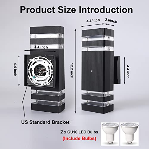 Boxcupin Dusk To Dawn Outdoor Lighting, Led Wall Sconce Sensor Waterproof Porch Lights 14W Black Exterior Up And Down Light Fixture For Porch Hallway Patio Garden Corridor #TOP4