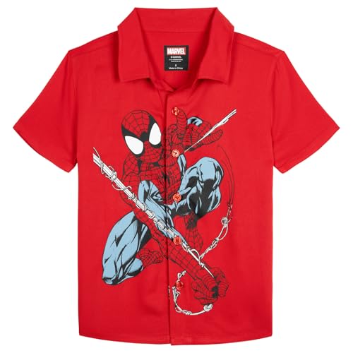 Image of Marvel Spider-Man Matching Family Hawaiian Short Sleeve Button Down Shirt