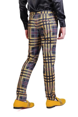 Barabas Men's Luxury Plaid Checkered Chino Dress Slim Pants CP2013