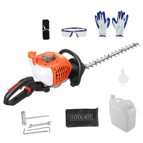Cortasetos de gasolina, cortador de cepillo de 26 cc, cuchillas de 24 pulgadas, 740 W, 7500 RPM, recortadora de césped mejorada para jardín, patio, césped