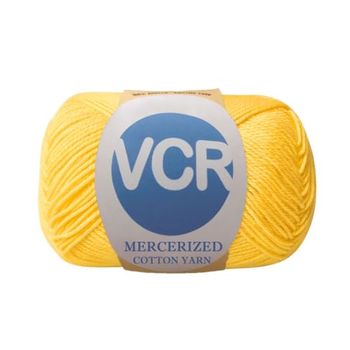 Image of VCR 4 Ply Yellow 100% Mercerized Cotton Yarn, 60 Grams Hank, 190 Meters Length, Cotton Combed Ball, Smooth and Glossy Crochet Yarn for Crochet and Knitting, Pack of 1, Suitable for DIY Crafts