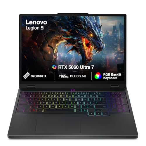 Image of Lenovo Legion 5i AI Gaming Laptop 15.1 inch 165Hz OLED 2.5K WQXGA Display (Intel Core Ultra 7 255HX, 32GB DDR5, 8TB PCIe SSD, GeForce RTX 5060 572 AI TOPS, 24-Zone RGB KB, Thunderbolt 4, Win 11 Pro)