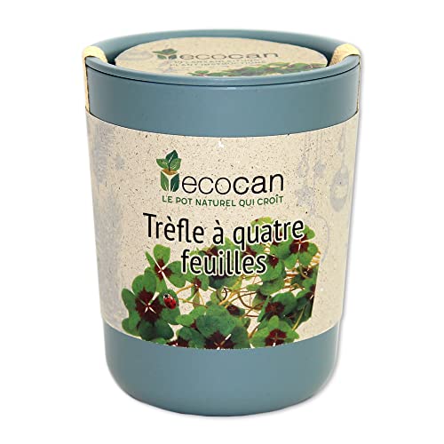 Feel Green Ecocan, Trèfle À Quatre Feuilles, Idée Cadeau (100% Biodégradable), Grow-Your-Own/Kit Prêt-à-Pousser, Le Pot Écologique Qui Croît 9 x 7 cm, Produit en Autriche Cover