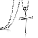 16-24 Inch Baseball Bat Necklace for Men Boys Stainless Steel Silver 18 inch