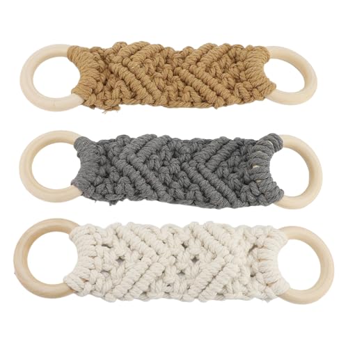 Generic Woven Towel Hanger, Cotton Yarn Weaving Versatile Usage Hanging Towel Holder 3PCS for Hotel Bathroom