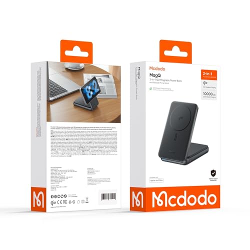 Image of Mcdodo MagQ 2-in-1 10000mAh 20W Qi2 Magnetic Powerbank and Foldable Phone Stand