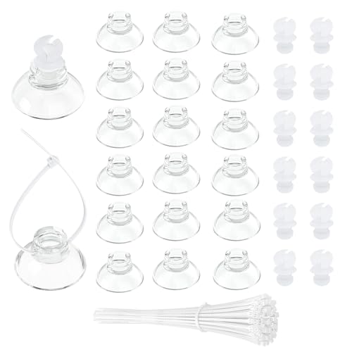 Image of Pawfly 40 Pack Aquarium Suction Cups with Clips and Adjustable Zip Ties Cables Fish Tank Tools for Binding Moss Holding Airline Tubing Decorations Shrimp Nests and Reptile Hammocks