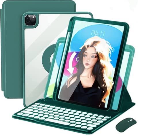 Vertical Keyboard Case for iPad 11 inch 2025(A16) with Mouse, Aslo for iPad 10 2022 with Pencil Holder, Magnetic Rotating Clear Case (Magnetic-Teal)
