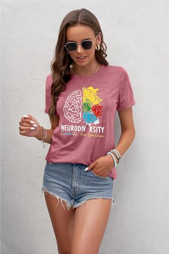 Neurodiversity Shirts Women: Autism Awareness Shirt ADHD Rainbow Graphic Tee Tops Short Sleeve Rbt Tshirt2