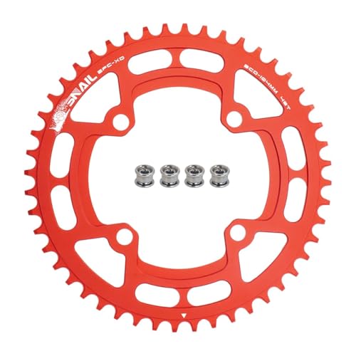 Plateau de vélo 48T rouge en alu pour pédalier de vélo de route et fixie