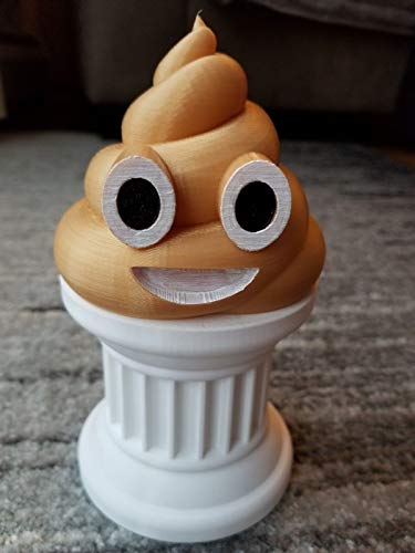 Trophée Emoji Poop Doré Znet3D - Cadeau Insolite Peint à la Main sur son Pilier
