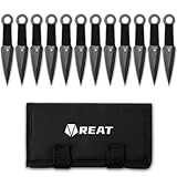 REAT Throwing Products - 12 Piece, 6' 440 Stainless Steel with Cord-Wrapped Handle, Includes Nylon Carrying Case for Safe Storage for Competition, Training and Recreation