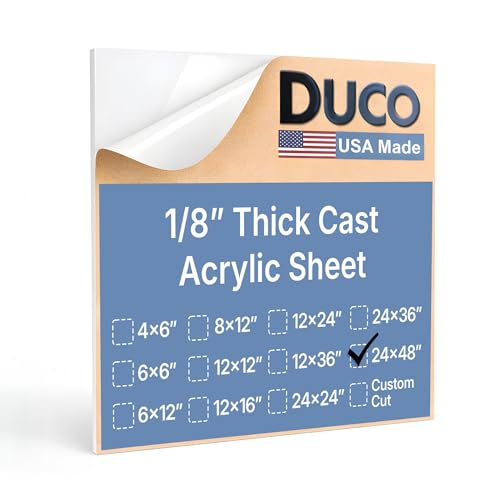 Image of Duco White Cast Acrylic Sheets 1 /8 inch (3mm) Thick 24 inch x 48 inch - 1 Pack of USA-Made Translucent White Plexiglass Sheet - Shatter Resistant Acrylic Board for Signs, Displays, Frames, & Decorative Projects