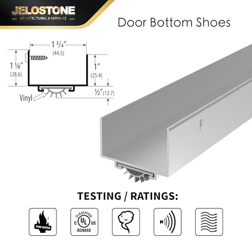 JELOSTONE 36" U-Shaped Aluminum Door Bottom Shoes(Mill Finish) - Fire Rated - 1-3/4"W x 1-1/8"H - Weather Stripping Seal for Exterior Doors, Vinyl Insert, JS-217DV by JELOSTONE - Used condition - Image 2