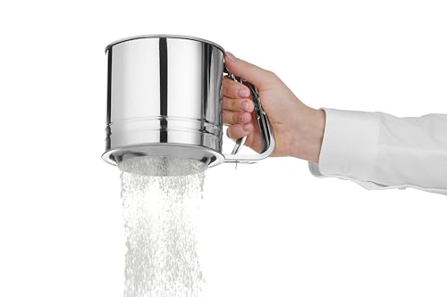 Miniatura 7 de Hendi Tamiz Para Harina, Azúcar Glas Y Otros Ingredientes Secos, Colador De Malla Fina, Manejo Con Una Sola Mano, Esparcidor De Azúcar Glas, Capacidad: 550g, 187x125x H 127mm, Acero Inoxidable