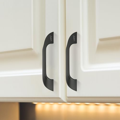 Image of LAPO 4 Inch Cabinet Handles for Kitchen and Drawer Use, Designed for Kitchen Furniture, Scratch Proof Design, Quick Fit Setup, 3 Years Warranty (96mm, Black Finish, Pack of 10) - Twist