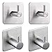 Ganci Autoadesivi, 4 Ganci da Parete Adesivi Resistenti in Acciaio Inossidabile, Ganci Impermeabili Antiruggine per Cucina, Bagno, WC, Ganci Appendiabiti Senza Bisogno di Colla da Trapano
