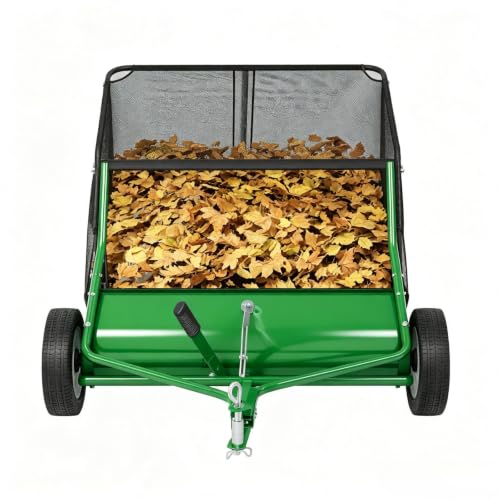 Image of 48 inch Large Capacity Pull Behind Lawn Sweeper with Adjustable Sweeping Height