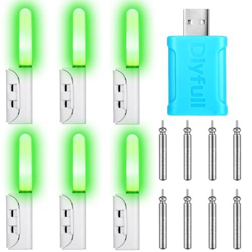 Glooglitter 6 Pcs Fishing Glow Sticks LED Fishing Pole Light Night...