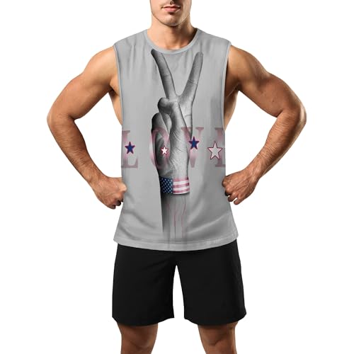 Image of Zhyaj Summer Tanks Top for Men Flag Graphic Print Sleeveless Shirts Casual Working Out Vest T-Shirts Loose-Fit Men's Tank