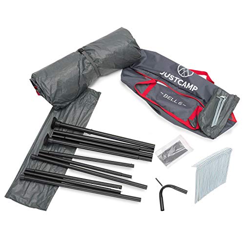 JUSTCAMP Tipi Bell 6, Gruppenzelt für bis zu 6 Personen, Familienzelt, Pyramidenzelt, Grau - 10