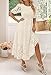 ZESICA Women's 2025 Summer Short Puff Sleeve Crewneck Smocked Floral Lace Flowy A Line Tiered Maxi Dresses,Beige,X-Large