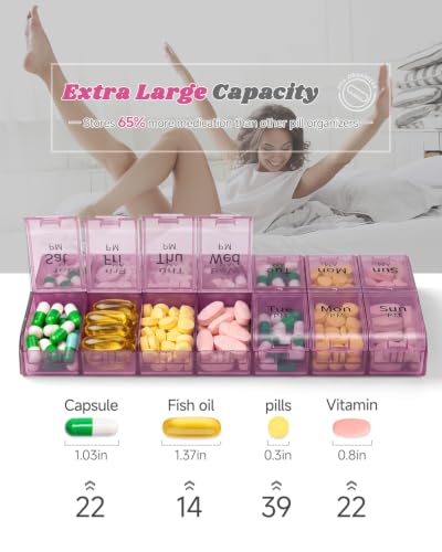 Image of Extra Large Weekly Pill Organizers pillcase pilboxes (Mauve)