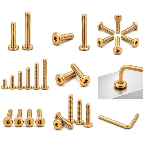 Image of By inchVP INDUSTRIES inch (Pcs-25) M6x10 mm Allen JCB Flat Head Screw Brass Gold Plated High Tensile | Allen key Head Screw for Modular Furniture, Wooden Work, Electrical Fittings, DIY & Industrial Use