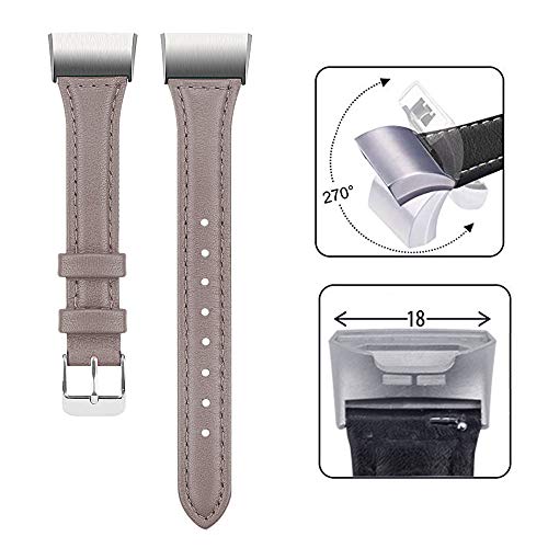 Preisvergleich Produktbild TING529 Armband Kompatibel für Fitbit Charge 3,Verstellbarer Retro Leder Uhrenarmbänder Klassisch Lederarmband Uhrenarmband Smartwatch Zubehör Ersatz watchband Wristband Damen Herren (Grau)