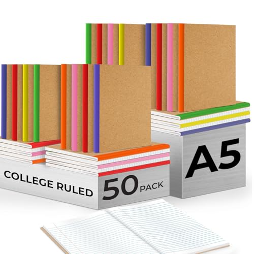Journaux en papier kraft A5 Rosmonde lot de 48 carnets lignés de 120 pages