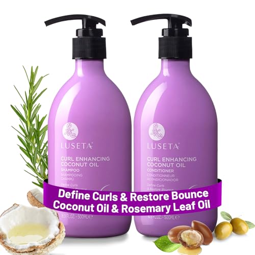 Luseta Curly Hair Shampoo & Conditioner Set with Coconut Oil, Unlimited Bounce and Definition for...