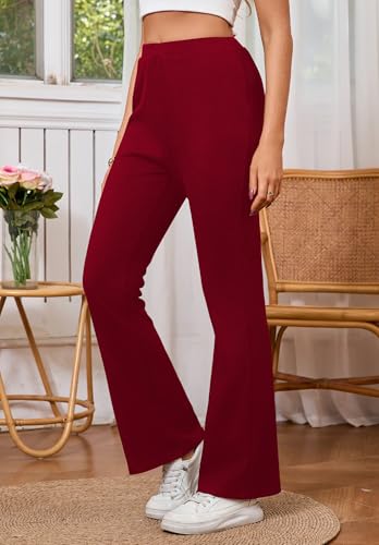 Women's High Waisted Drawstring Waist Wide Leg Solid Color Pants Sweatpants Casual Loose Yoga Pants with Pockets3