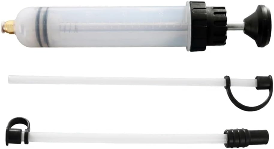 Car Oil Fluid Extractor Pump, 500ML Capacity, Transparent Cylinder with Black Pump Head, Manual Operation, Includes 2 Transfer Tubes for Oil Changes & Fluid Transfer