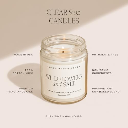 Sweet Water Decor Hello Fall Candle - Cinnamon Apples & Clove Autumn Fall Scented Candle for Home Decor - 100% Cotton Wick Soy Wax Candles with 40 Hour Burn Time - Made in the USA - 9oz Clear Jar