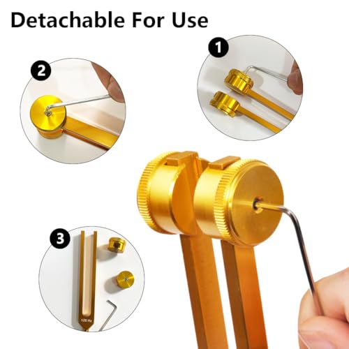 Image of HASTHIP 128Hz Aluminum Alloy Tuning Fork Set with Rubber Hammer, Wrench and Storage Pouch for Sound Therapy, Medical Hearing Tests, Acoustic Calibration and Energy Healing Applications