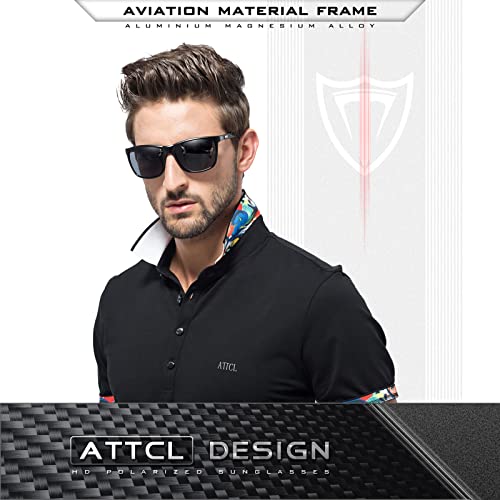 Attcl Men's Retro Metal Frame Driving Polarized Sunglasses For Men 18587Black #TOP1
