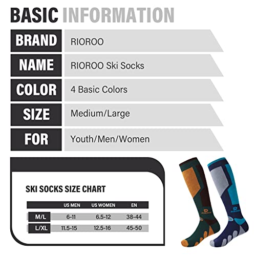 Rioroo Ski Socks, 2/3 Pairs Skiing, Snowboarding, Outdoor Sports Socks For Mens Womens Youth ,Thermal Knee-High Warm Socks #TOP4