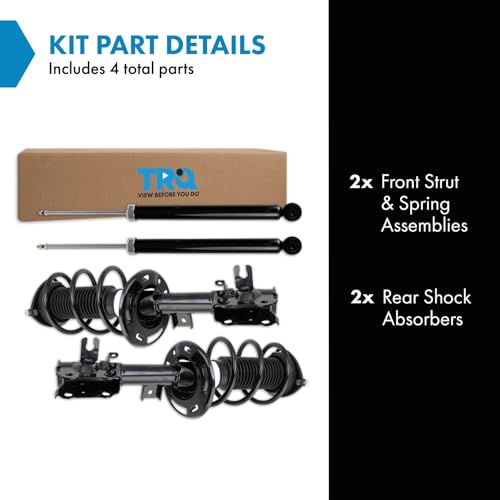 Image of TRQ Front and Rear Complete Strut Assembly & Shock Absorber Kit Complete Strut & Coil Spring Assembly Compatible with 2014-2018 Mazda 3