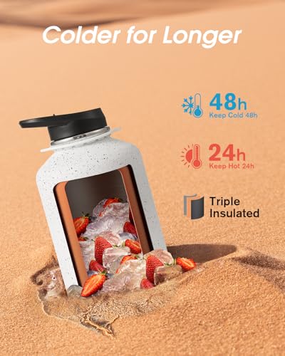 Image of Coolflask Half Gallon Water Bottle Insulated Stainless Steel with Strap