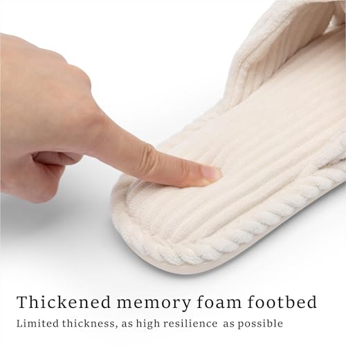 Slippers for Women Memory Foam House Bedroom Corduroy Bow Crossbands Slide Slipper Comfy Shoes3