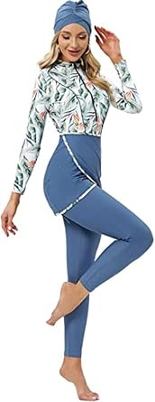Womens Burkini Swimsuits Muslim Modest Swimwear Islamic Full Body Swimming Long Sleeve Rash Guard
