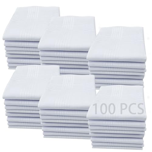 Image of White Handkerchiefs for Men,100% Cotton Soft Cotton Handkerchief for Men, 16x16 bulk Mens Handkerchiefs